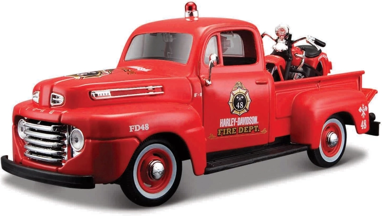 Maisto Harley-Davidson custom 1948 Ford F-1 pick-up z motocyklem 1936 EL Knucklehead 1:24