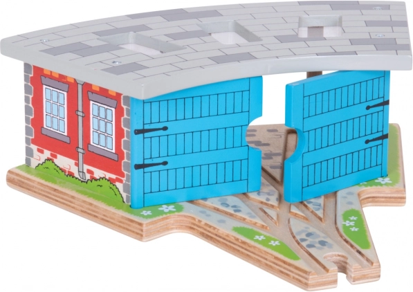 Bigjigs Rail potrójne depo z bramami do drewnianych kolejek