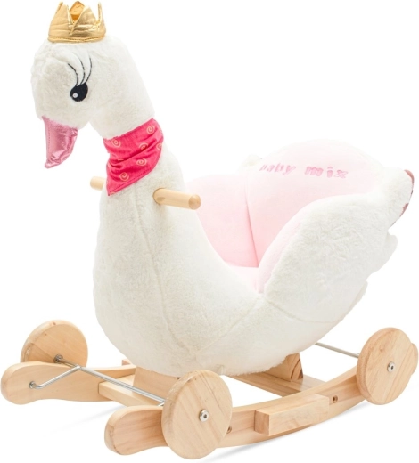 Kołysząca zabawka z kółkami i melodią Baby Mix łabędź biały