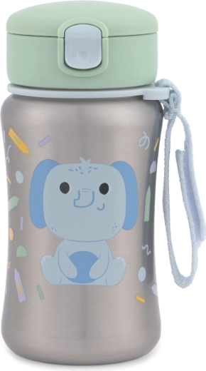 Skip Hop butelka ze stali nierdzewnej ze słomką Besties Squad Słoń 350 ml (12m+)