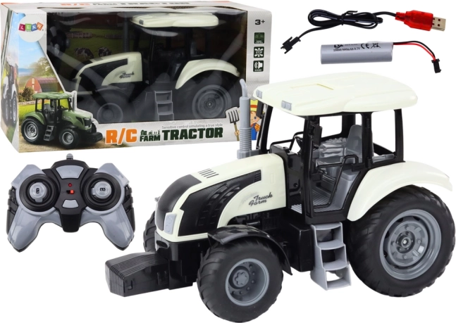 RC traktor 2.4G z pilotem i efektami dźwiękowymi – biały