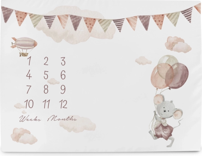 Ceba Baby mata milestonowa do zdjęć Basic Mouse 92 × 72 cm