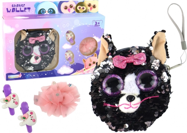 Zestaw dla dziewczynek ze spinkami i portmonetką Kotka