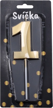 Świeczka imprezowa cyfra 1 złota