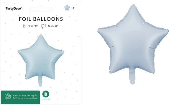 Foliowy balon gwiazda 48 cm, mglisty niebieski