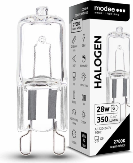 Modee ECO halogenowa żarówka G9 28 W, 350 lm, ciepła biel, ściemnialna