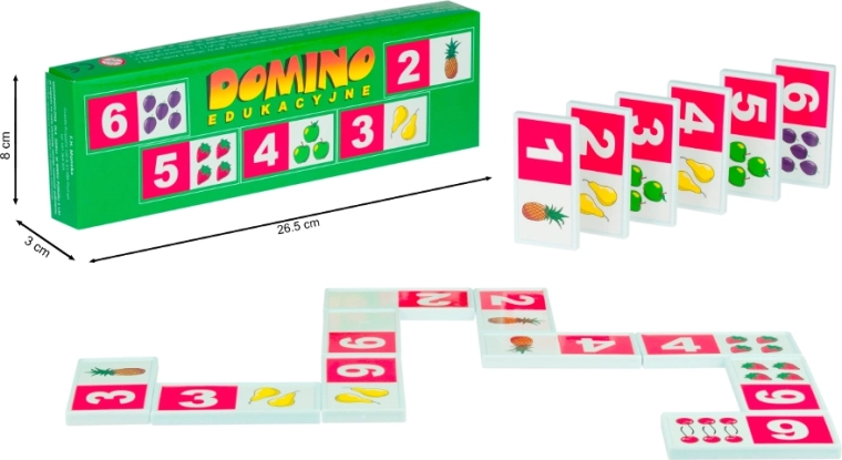 edukacyjne plastikowe domino – liczby i owoce