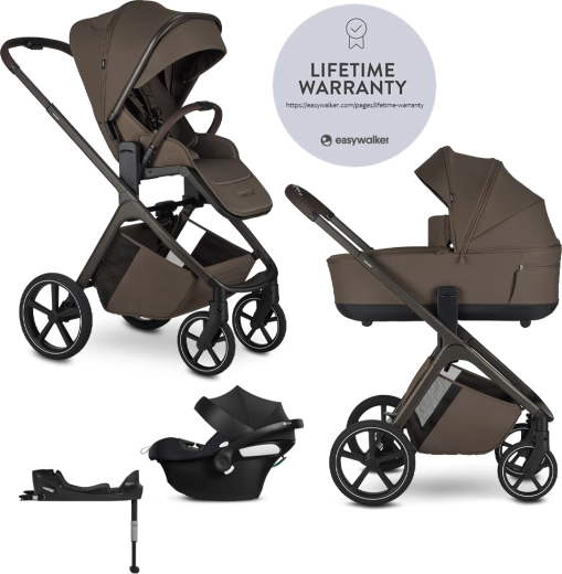 Easywalker Zoey wózek 2w1 Chestnut Brown z fotelikiem samochodowym CBX by CYBEX Aton B2 i-Size oraz bazą Cybex Base One Gold