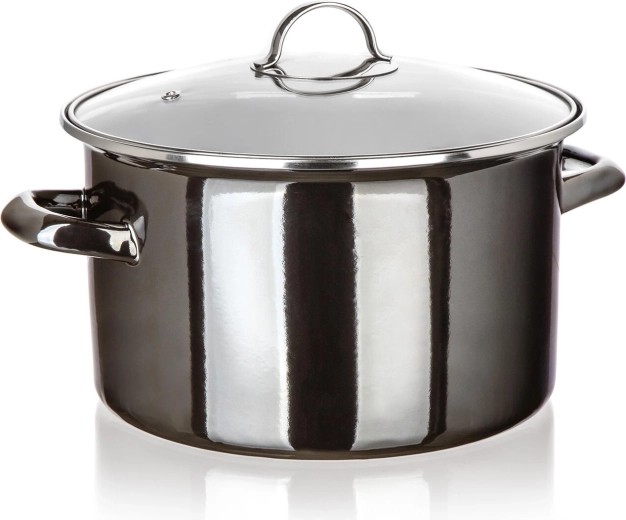 Emaliowany garnek ze szklaną pokrywką 26 cm 6 l Metallic Black