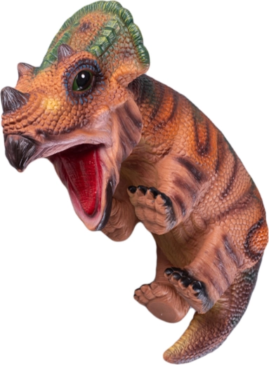Brązowa pacynka dinozaur – młode 42 cm – 1 sztuka