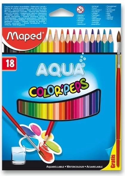Trójkątne kredki Maped Aqua Color'Peps 18 szt. z pędzelkiem