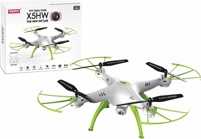 Zielono-biały zdalnie sterowany dron