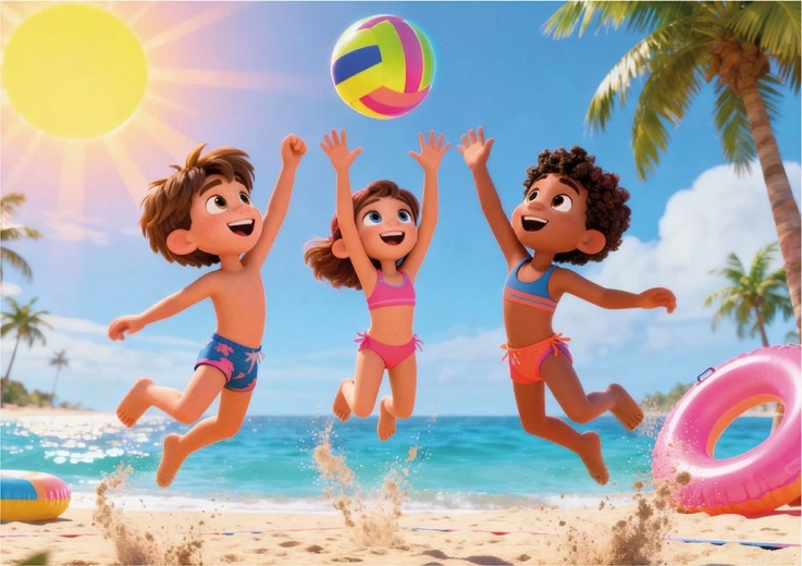 Wesołe plażowe ilustracje zachęcają do zabawy