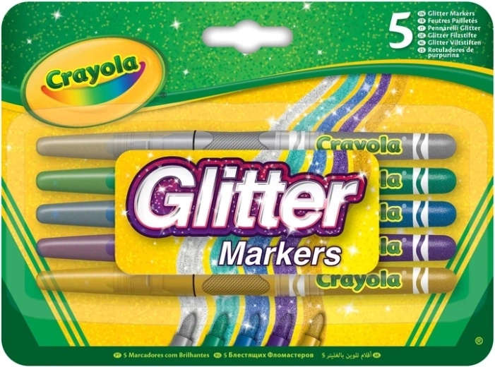 Zmywalne brokatowe flamastry Crayola, 5 kolorów