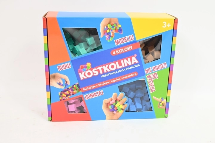 Kostkolina niebieska – masa plastyczna, 4 kolory
