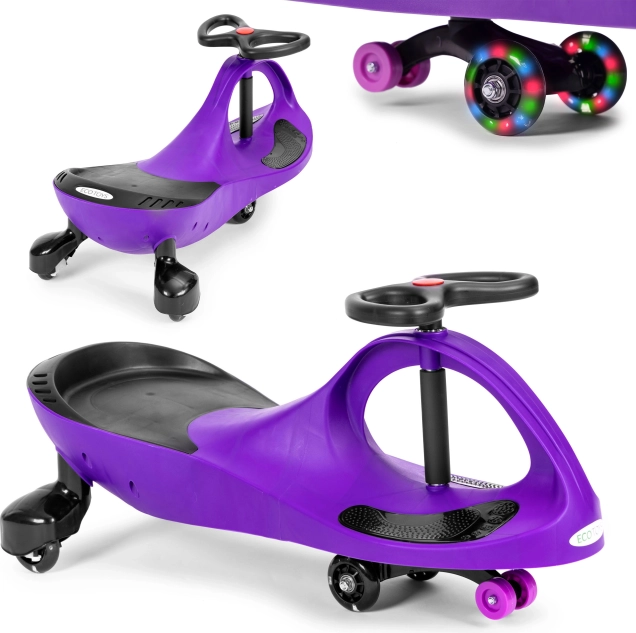 Jeździk wiggle car z kołami LED fioletowy ECOTOYS