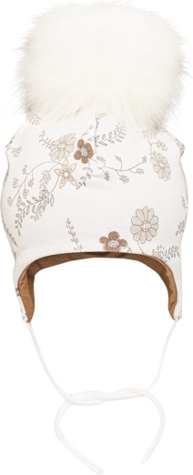 Ciepła czapka z uszkami i dużym pomponem