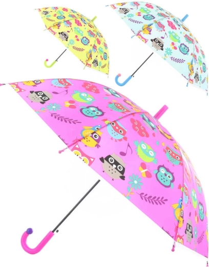 Dziecięcy automatyczny parasol z sówkami 83 × 66 cm - 1 sztuka