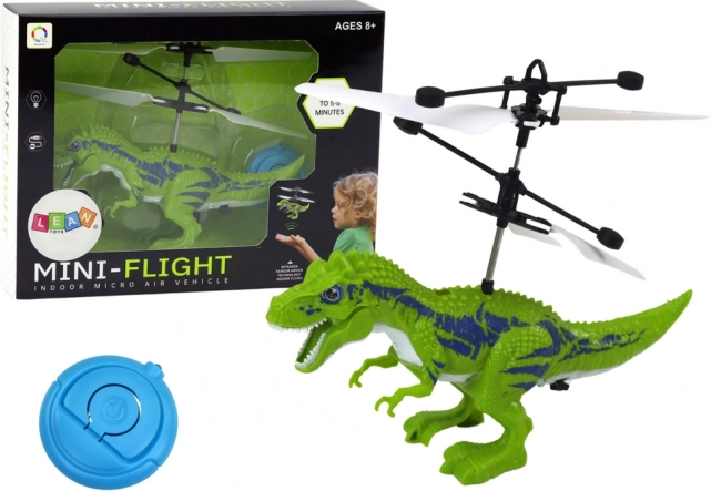 Latający dinozaur helikopter sterowany ręką zielony