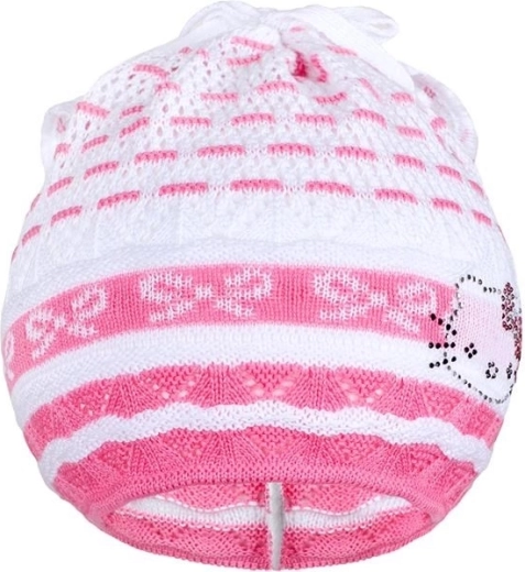 Dzianinowa czapeczka-chustka New Baby kotek różowa