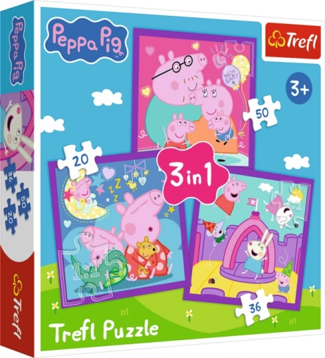 Puzzle Świnka Peppa 3w1 (20, 36, 50 elementów)