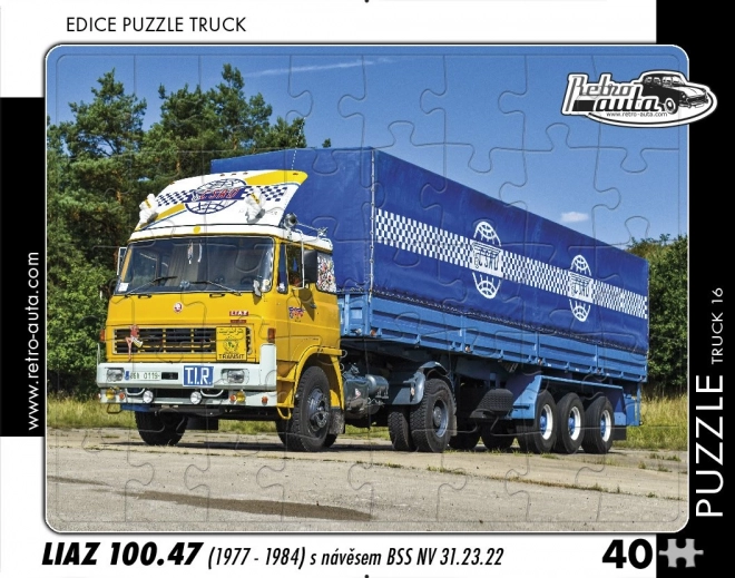 Retro puzzle z autami Truck Liaz z naczepą BSS 40 elementów