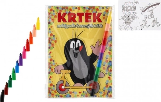 Kolorowanki Krtek A5 - Maluj według kolorowych kropek z kredkami woskowymi