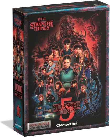Puzzle 1000 Stranger Things 5 z plakatem Clementoni