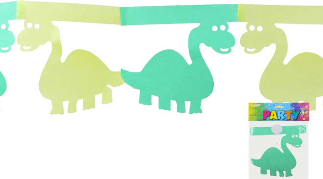 Zielona papierowa girlanda z dinozaurami 3 m