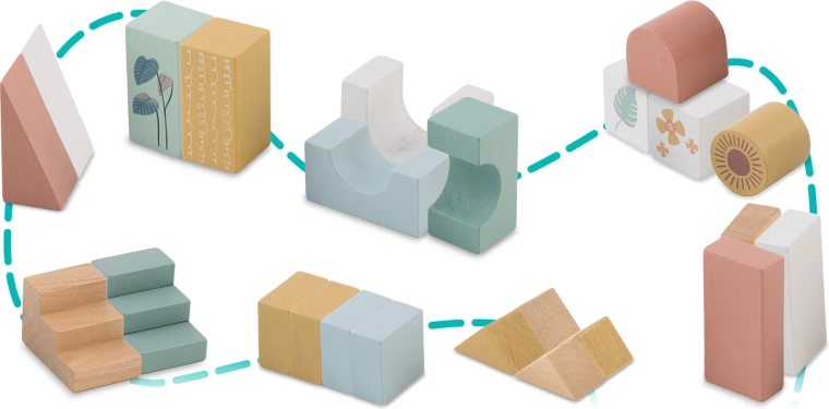 Kreatywne budowanie z 24 drewnianych klocków