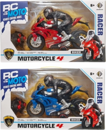 Zdalnie sterowany sportowy motocykl z figurką kierowcy i ładowarką – 1 sztuka