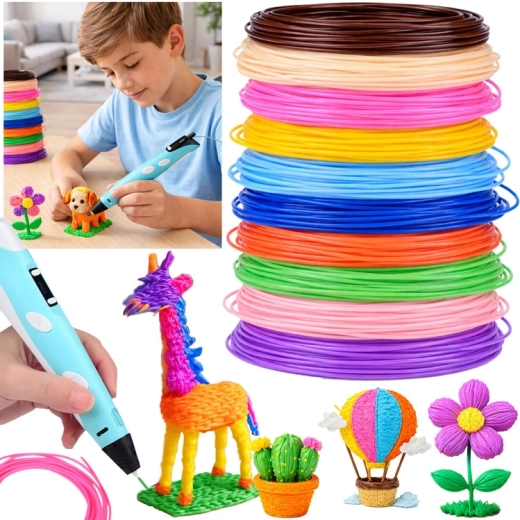 Zestaw filamentów PCL do długopisu 3D, 10 kolorów, 50 m