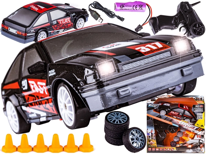 RC drift auto 1:24 4WD 2,4 GHz czarne - 1 szt.