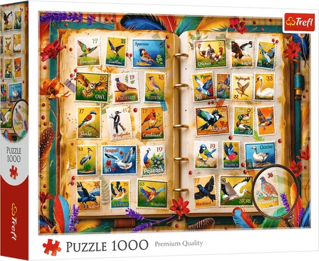 Puzzle Trefl 1000 elementów Atlas ptaków – kolekcja znaczków