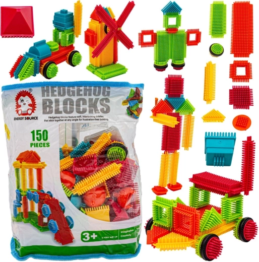 Klocki konstrukcyjne jeżyki (bristle blocks) 150 elementów