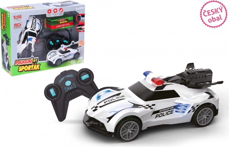 Policyjne auto RC ze świetlnymi i dymnymi efektami 18 cm