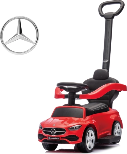 Jeździk Milly Mally z rączką do prowadzenia Mercedes C-Class Deluxe czerwony