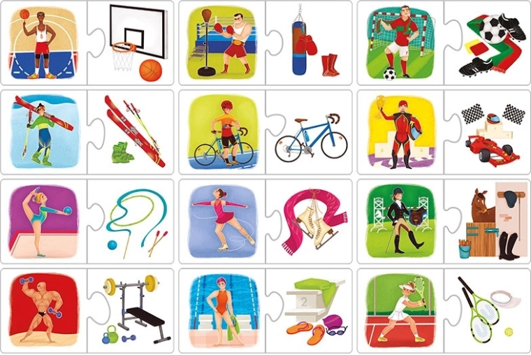 Sport i atrybuty – edukacyjne puzzle dla dzieci 3+