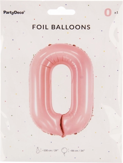 Foliowy balon cyfra 0 różowy 86 cm