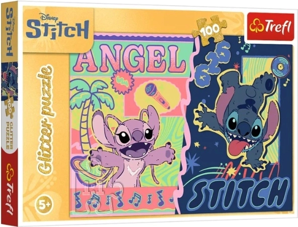 Puzzle 100 elementów Glitter „Hawajski blask” Stitch (Disney) - 1 szt.