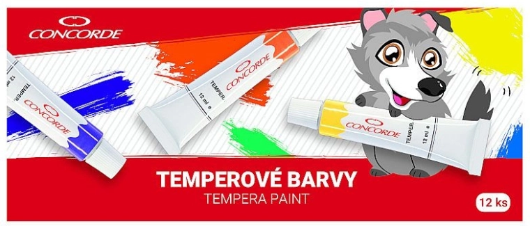Farby temperowe CONCORDE 12×12 ml
