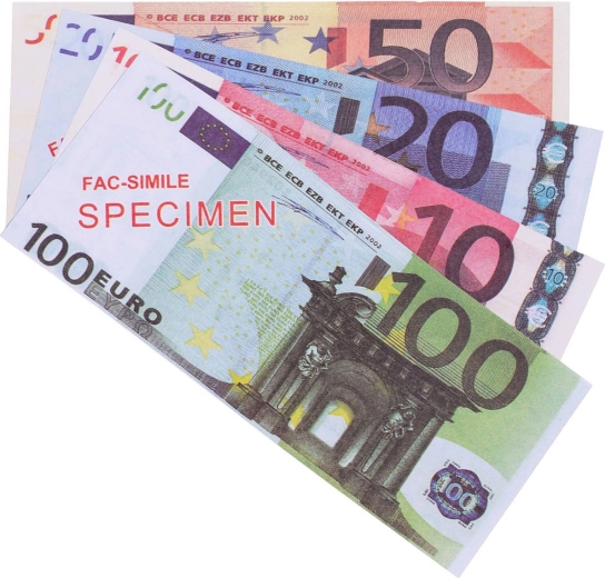 Euro banknoty do zabawy w sklep