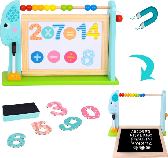 TOOKY TOY dwustronna tablica edukacyjna w kształcie słonia z liczydłem