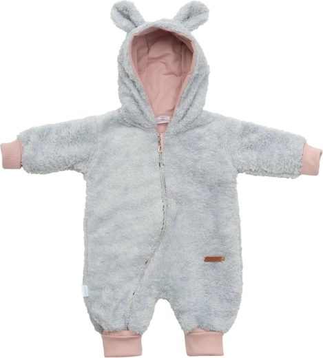 New Baby Teddy Bear szaro-różowy dziecięcy kombinezon zimowy