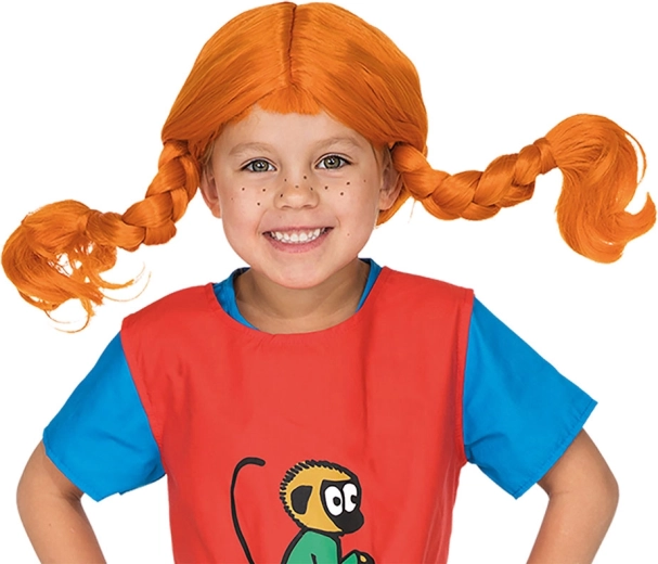 Dziecięca peruka Pippi Langstrumpf z rudymi warkoczami