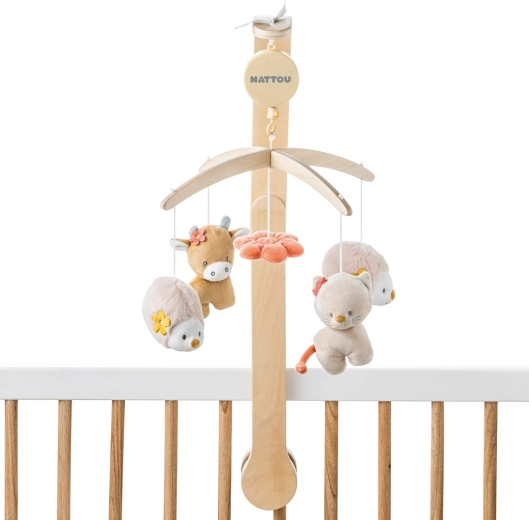 Drewniana karuzela muzyczna nad łóżeczko Nattou Mila, Zoe & Lana