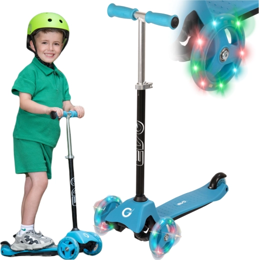 EVO dziecięca trójkołowa hulajnoga Light Up Mini Cruiser niebieska