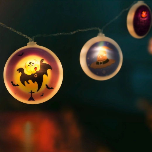 Halloweenowy łańcuch świetlny LED z kółkami