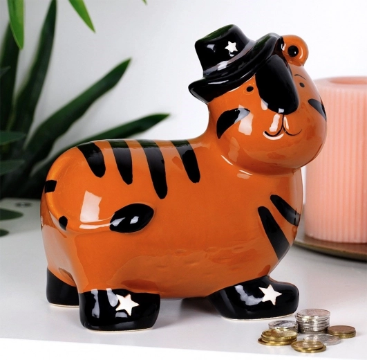 Uroczy design tygrysa motywuje do oszczędzania