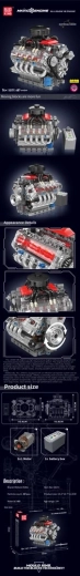 Zestaw konstrukcyjny Mould King – silnik V8, 488 elementów